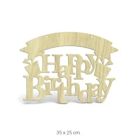 L106 Ahşap Happy Birthday Yazılı Kapı Süsü Boyanabilir Obje